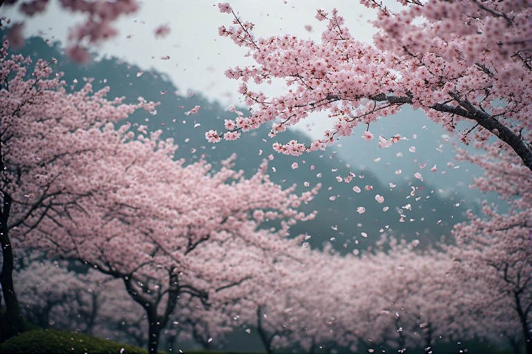 Dreamy Sakura Petals & Mount Fuji Landscapes Digital Wallpaper Pack