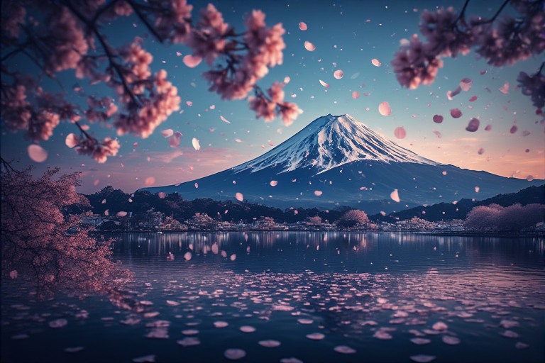 Dreamy Sakura Petals & Mount Fuji Landscapes Digital Wallpaper Pack