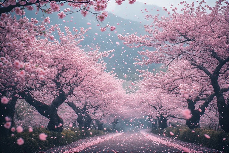 Dreamy Sakura Petals & Mount Fuji Landscapes Digital Wallpaper Pack